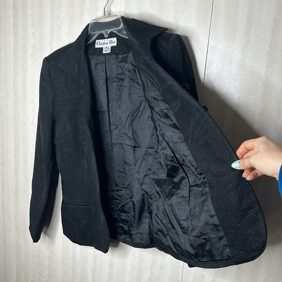 🔥 CHRISTIAN DIOR VINTAGE Textured black blazer size 8 - Picture 9 of 9